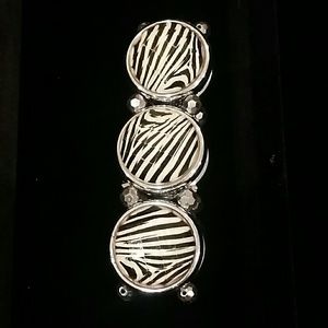 Black and white zebra patterned Stretch Bracelet